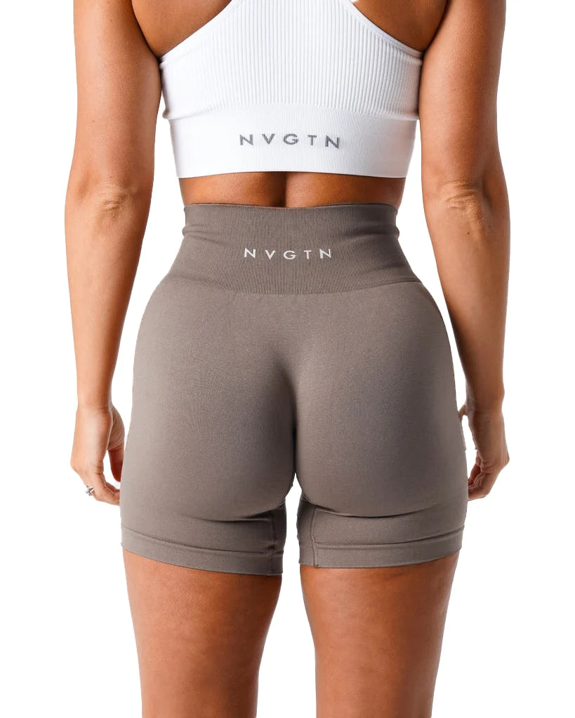 Spandex Solid Seamless Shorts, Soft Workout Fitness Outfits & Yoga Pants Gym Wear