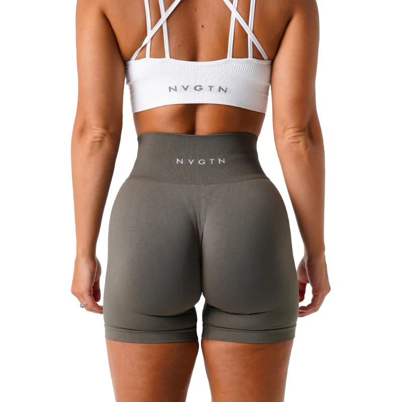 Spandex Solid Seamless Shorts, Soft Workout Fitness Outfits & Yoga Pants Gym Wear