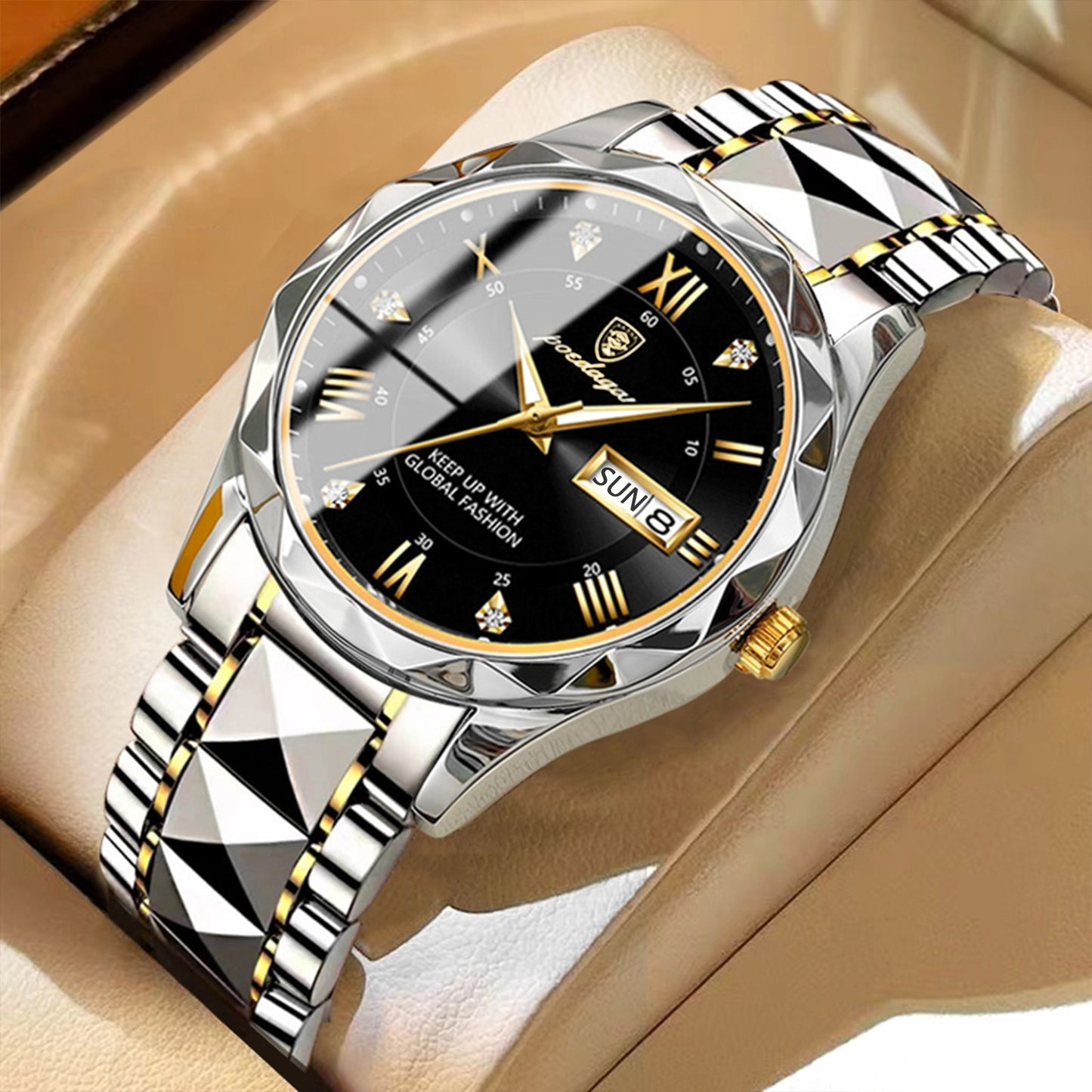 POEDAGAR Top Brand Luxury Man Wristwatch Waterproof Stainless Steel Quartz Men's Watch