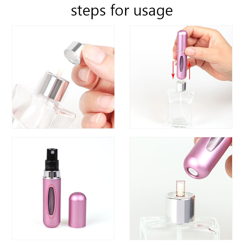 5ml Perfume Refill Bottle Portable Mini Refillable Spray Jar Scent Pump Empty Cosmetic Containers