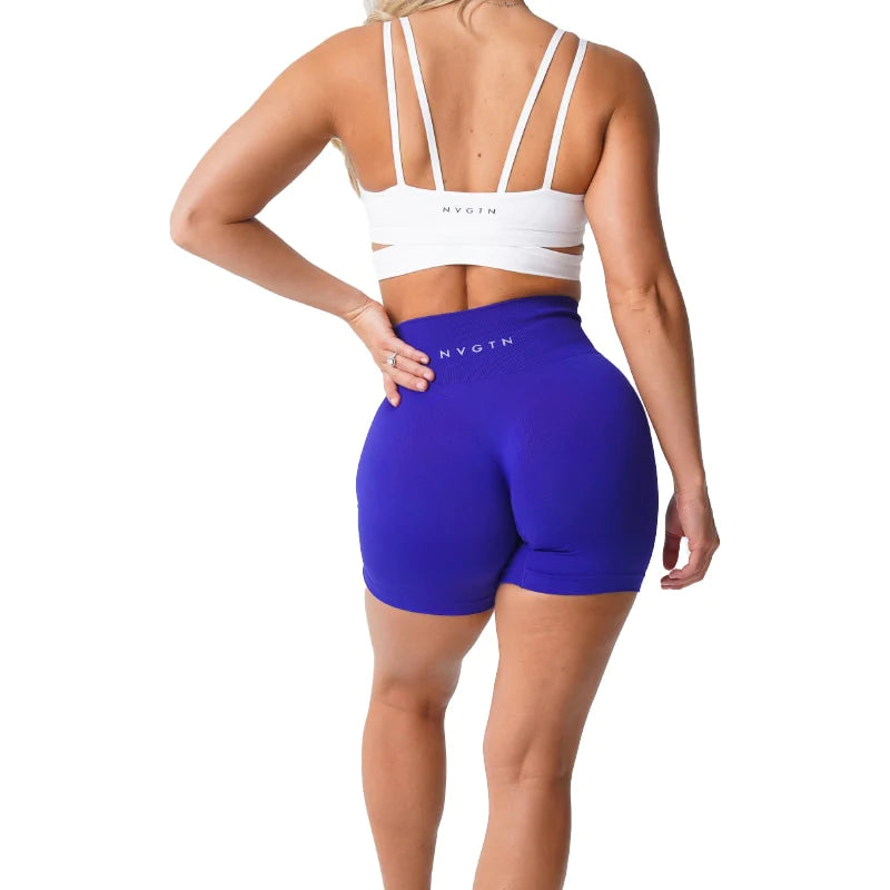 Spandex Solid Seamless Shorts, Soft Workout Fitness Outfits & Yoga Pants Gym Wear