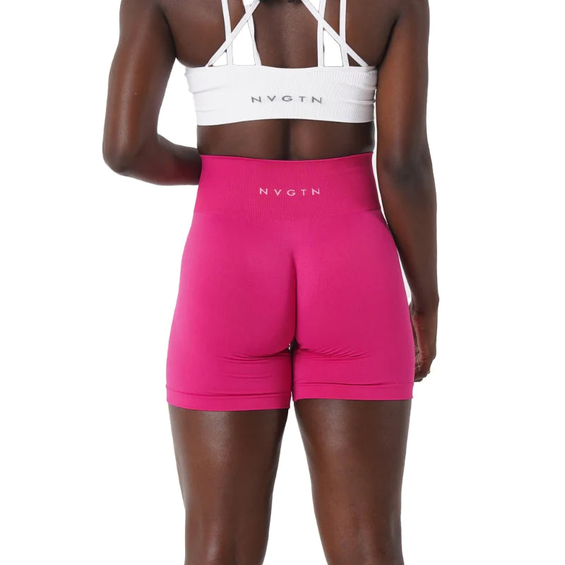 Spandex Solid Seamless Shorts, Soft Workout Fitness Outfits & Yoga Pants Gym Wear